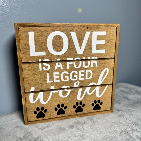 “Love Is a Four Legged Word” Pet Wall Sign | Rustic Dog Decor | New with Tag - Picture 2 of 5